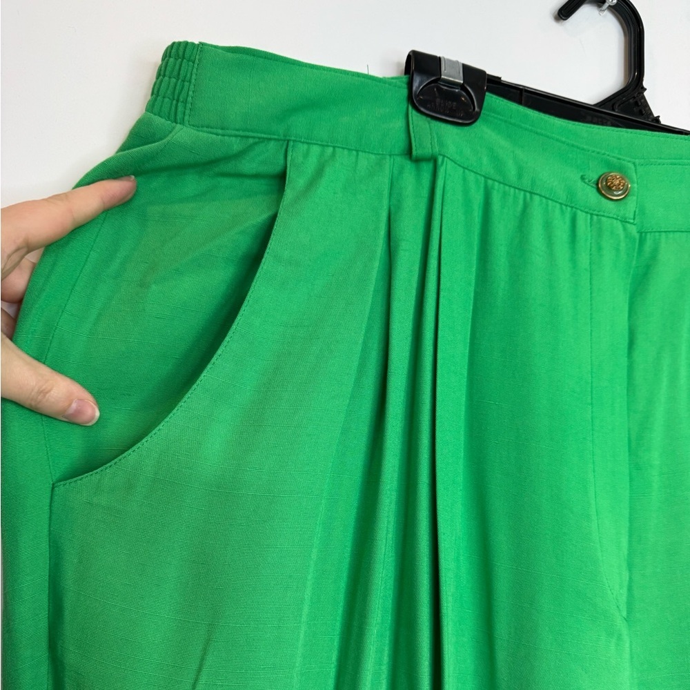 Vintage pleats kelly Green cropped Pants size 42 - Picture 9 of 12